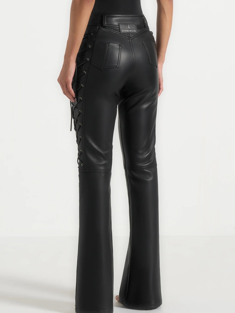 Maniere De Voir Black Faux Leather Pants with Branded Tag - Picture 3 of 10